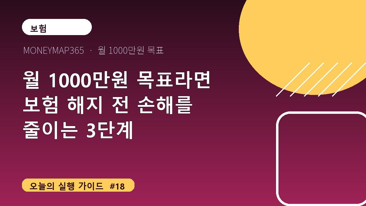 월 1000만원 목표라면 보험 해지 전 손해를 줄이는 3단계