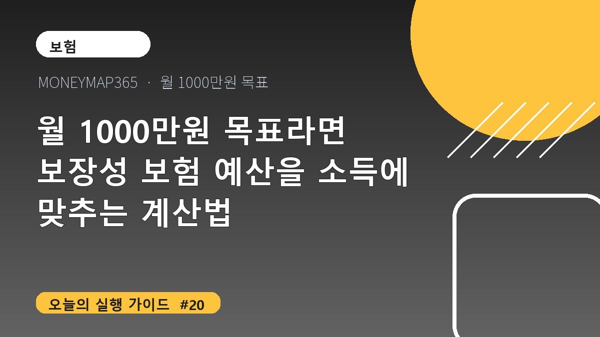 월 1000만원 목표라면 보장성 보험 예산을 소득에 맞추는 계산법