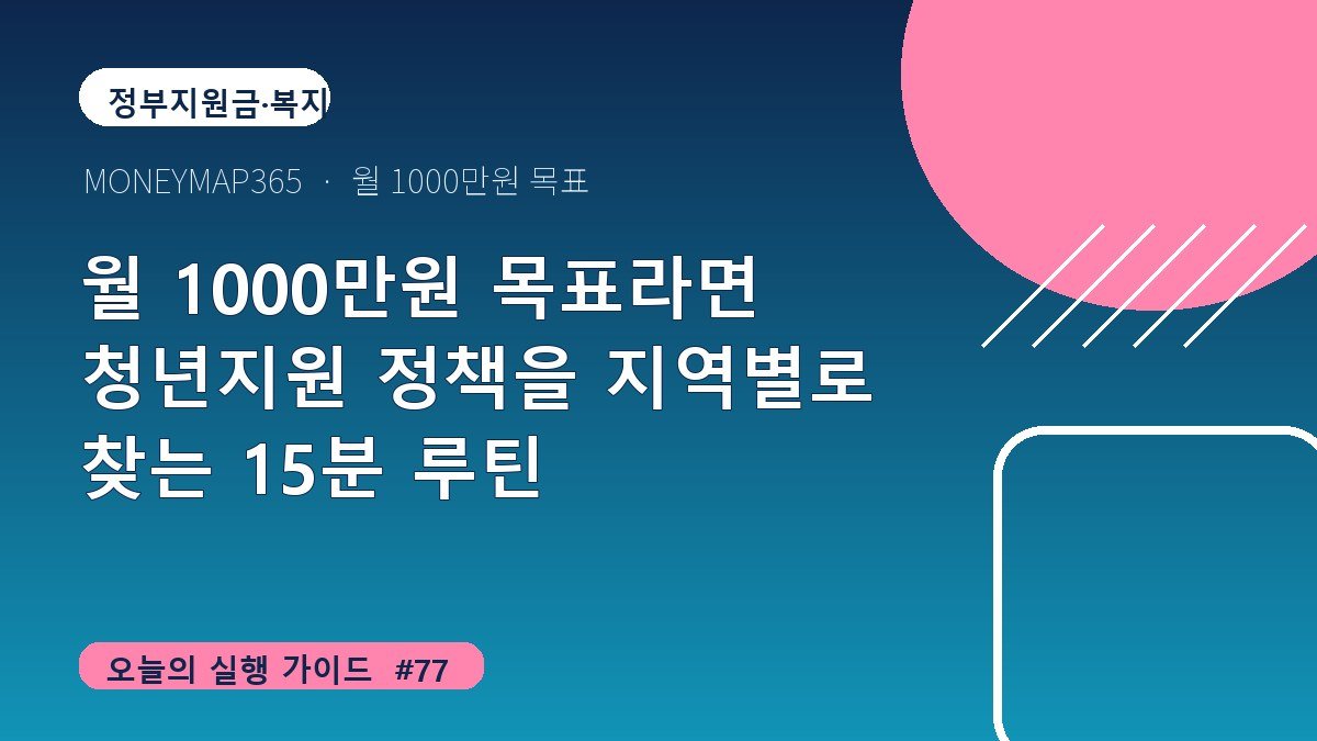 월 1000만원 목표라면 청년지원 정책을 지역별로 찾는 15분 루틴