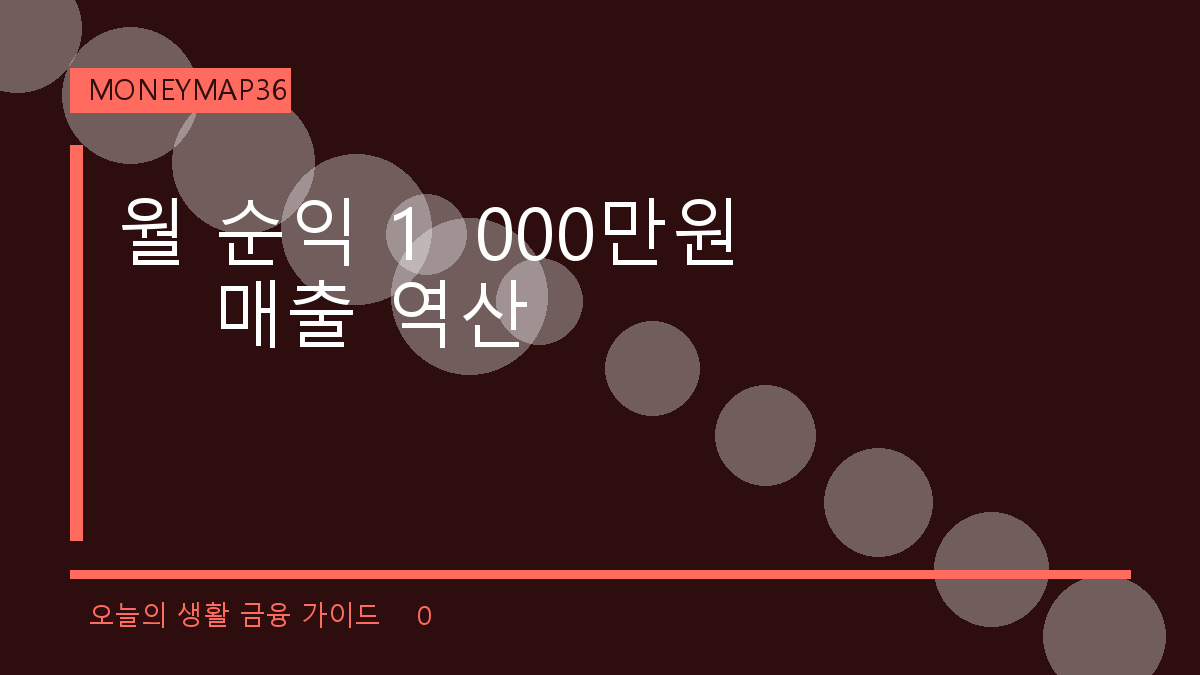 스마트스토어 월 순이익 1,000만원, 필요한 매출을 역산해보니